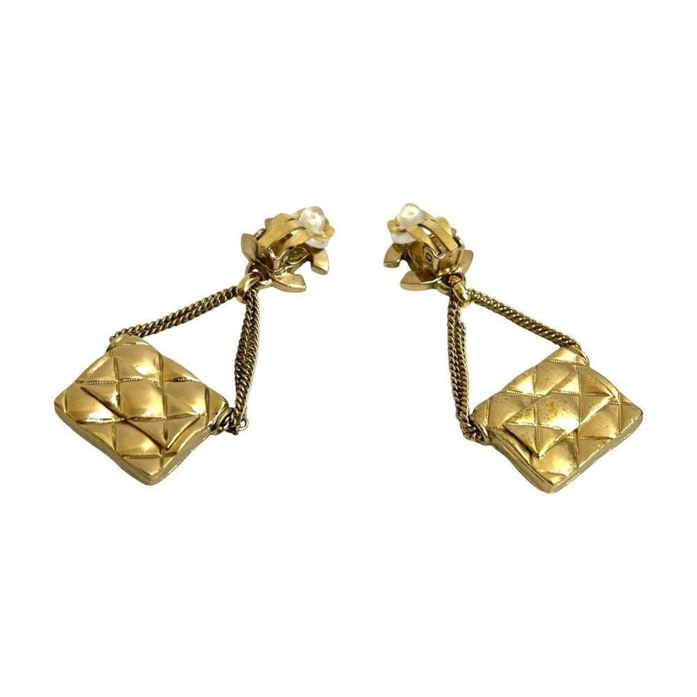 CHANEL Authentic Gold Logo Earrings - Picture 6 of 7
